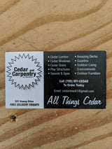 Cedar and Carpentry business card