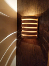 Beautiful light reflection from these handcrafted cedar lights